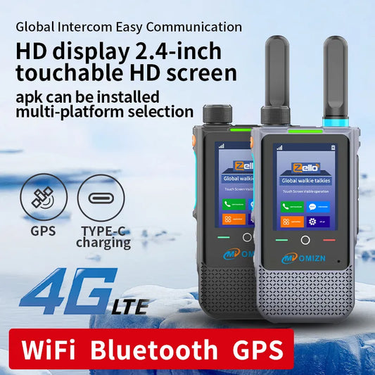 Walkie-talkie OMIZN A5 Model Global, 8000 kilómetros de distancia, sistema Android 8.1, pantalla táctil de 2,4 pulgadas